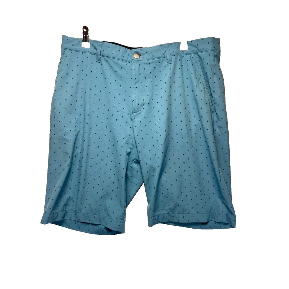 Adidas Men’s Blue Button Golf Shorts SZ 34 Palm Tree Pattern Polka Dot